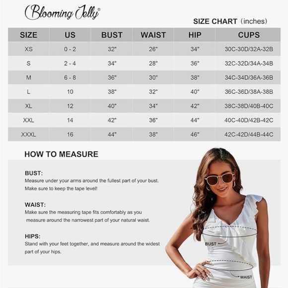 Blooming Jelly Women's Tummy Control Swimsuit ruffle black one piece 💜 - Picture 3 of 9